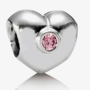 Pandora Sterling Silver Retired Heart Pink CZ Bead Charm 790134PCZ